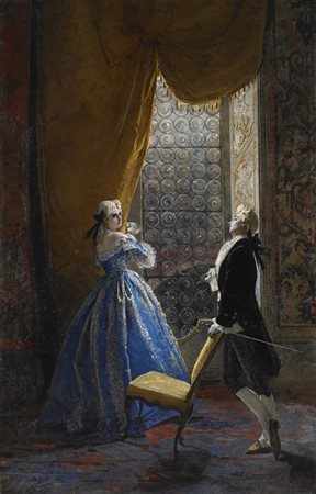 Mosè Bianchi (Monza 1840 - 1904) - "Colloquio del galantino con donna Clelia"...