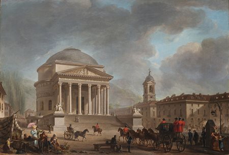 Enrico Gonin (Torino 1799 - 1856) - (Attribuito) "Veduta della Grande Madre...