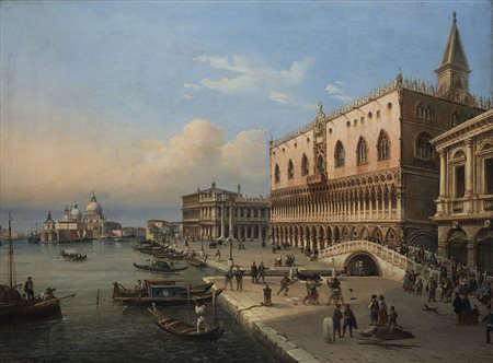 Giovanni Grubacs (1829 - 1919) - "Scorcio di Venezia con Palazzo Ducale e la...