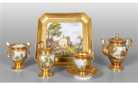 Servizio Impero da caffè in porcellana decorato 