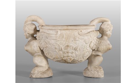 Vasca in marmo da centro finemente scolpita, due 