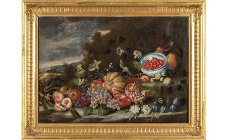 Scuola lombarda sec.XVIII "Natura morta con uva, 