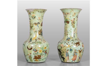 Coppia di vasi in vetro ad arte povera, Piemonte 