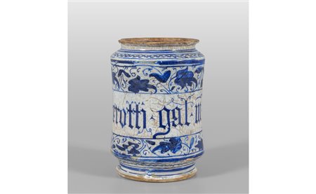Albarello in maiolica a decoro vegetale con 