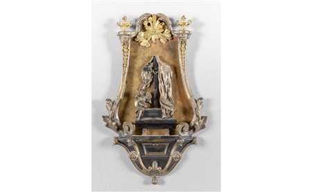 Altarolo Luigi XIV in bronzo dorato con simboli 