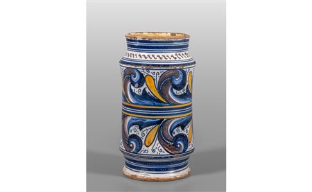 Albarello in maoilica con decoro policromo a 