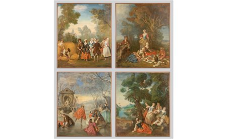 Scuola francese fine sec.XIX "Feste contadine" 