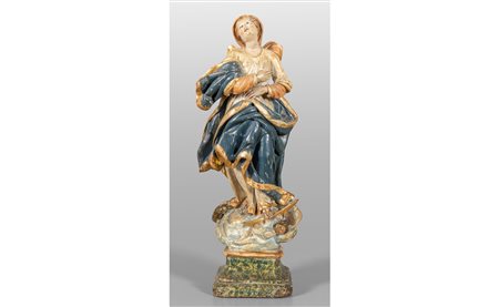 Madonna, scultura in legno intagliato e 