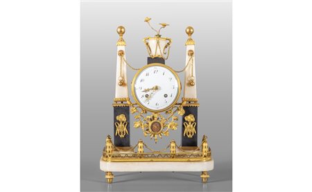 Orologio Luigi XVI in bronzo dorato e marmo con 