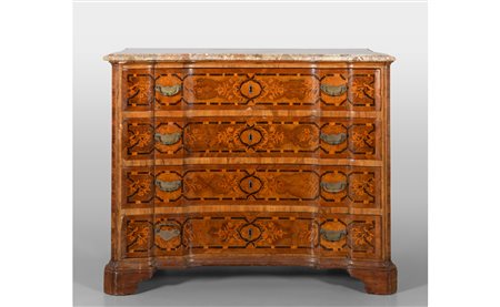 Comò Luigi XIV a doppia mossa, fianchi 