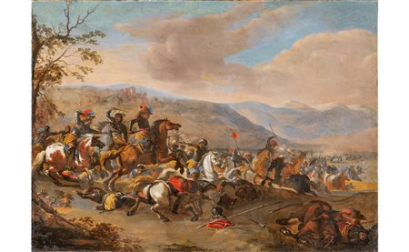 Scuola veneta sec.XVIII "Battaglia di cavalleria" 