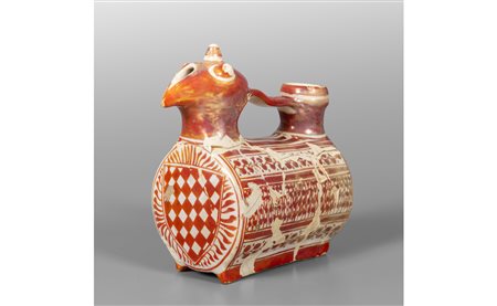 Acquamanile in maiolica a lustro, raffigurante 