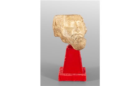 Testina di uomo barbuto in marmo, Lombardia 