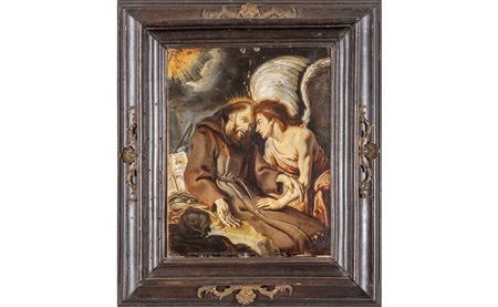 Scuola fiamminga sec.XVII "L'Estasi di San 