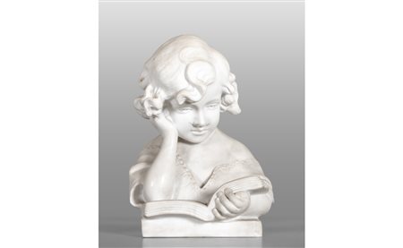 Bambina in lettura<br>scultura in marmo 