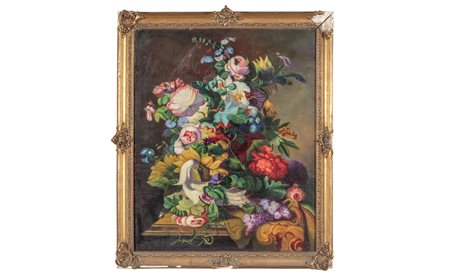 Natura morta con pappagallo<br>olio, 