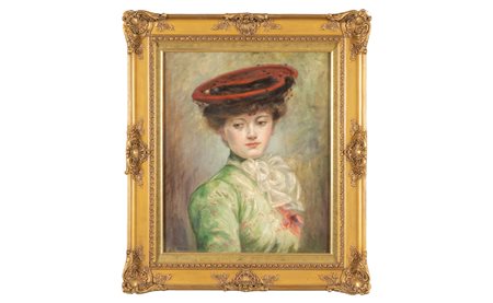 Scuola italiana sec.XX<br>Signora con cappello 