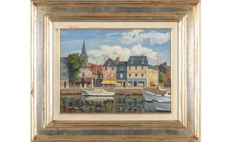 P.Boyer <br>Veduta della Normandia<br>olio<br>cm. 