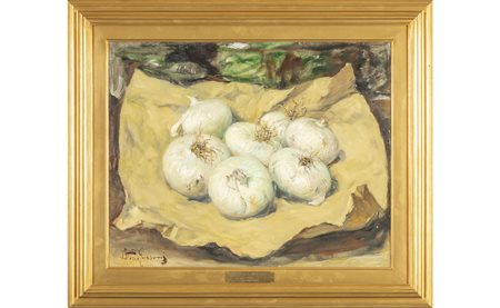 VITTORIO GUSSONI (1893-1968) <br>Cipolle<br>olio  