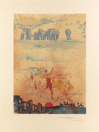 SALVADOR DALI'<BR>Figueres (Spagna) 1904 - 1989<BR>"Elephat herd"