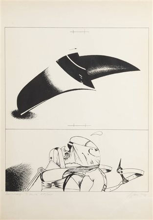 SERGIO SARRI<BR>Torino 1938<BR>"Boomerang. T. Unità" 1973