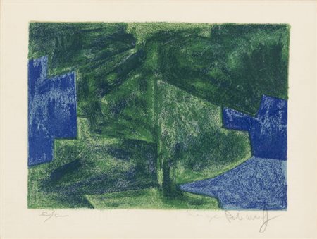 SERGE POLIAKOFF<BR>Mosca (Russia) 1906 - 1969 Parigi<BR>"Composition bleu et verte" (1963)