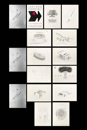 LUCIANO CONSIGLI<BR>Milano 1930<BR>"Senza titolo" -lotto di tre cartelle contenenti quattro serigrafie ciascuna