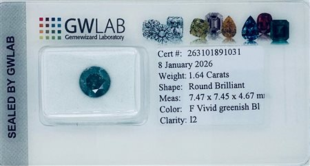 DIAMANTE NATURALE FANCY BLU VERDOGNOLO VIVIDO* 1,64 CT – C51108-5