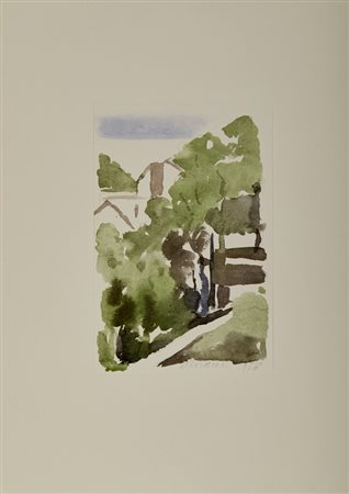 MORANDI GIORGIO (1890 - 1964) - PAESAGGIO (DAL VOLUME GIORGIO MORANDI 50 DISEGNI DI MORANDI - 50 TAVOLE).
