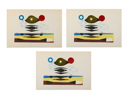 PENROSE ROLAND (1900 - 1984) - LOTTO COMPOSTO DA N. 3 FOGLI. SENZA TITOLO (HOMMAGE).