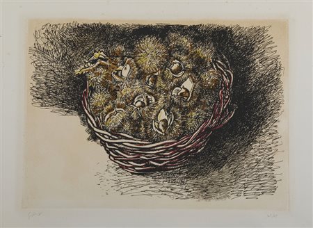 GUTTUSO RENATO (1912 - 1987) - CESTO DI CASTAGNE.