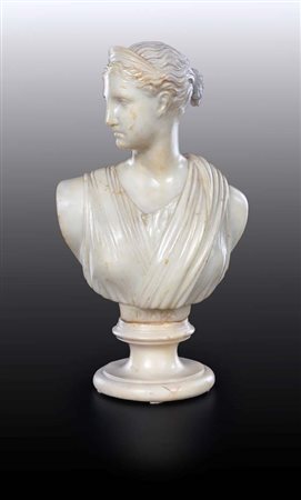 Piccolo busto in alabastro raffigurante Diana, XIX secolo dall'originale...