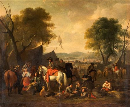 Jan van Huchtenburgh (Haarlem 1647 - Amsterdam 1733) Soldati e cavalieri in...