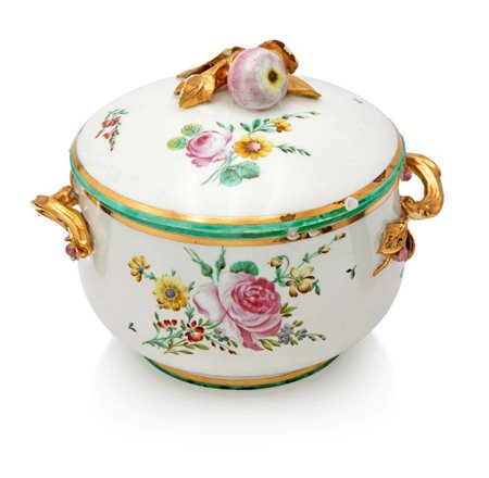 Tazza da brodo in porcellana con coperchio e decoro "alla rosa", Real...