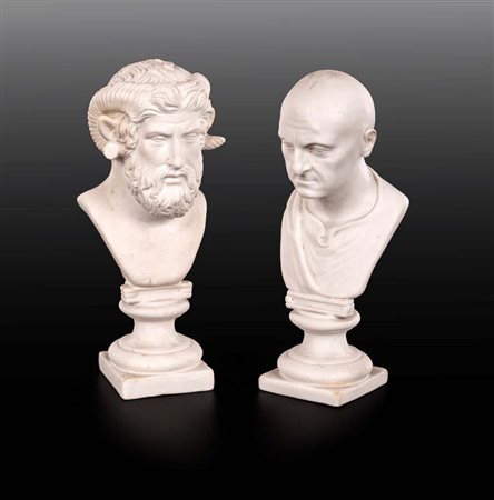 Filippo Tagliolini (Fogliano 1745 - Napoli 1809) Due bustini in biscuit, Real...