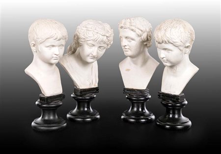 Filippo Tagliolini (Fogliano 1745 - Napoli 1809) Quattro bustini in biscuit,...