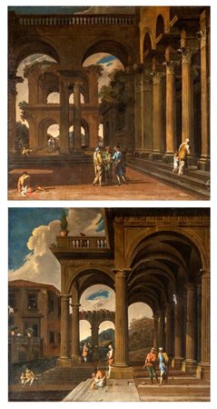 Viviano Codazzi (Valsassina 1604 - Roma 1670) Coppia di fantasie...