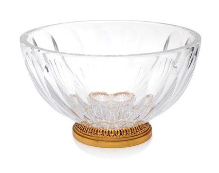 Coppa centrotavola in cristallo e bronzo dorato, Francia, XX secolo corpo...