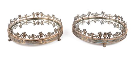 Coppia di surtout in argento e specchio, Parigi 1890 ca. centritavola di...