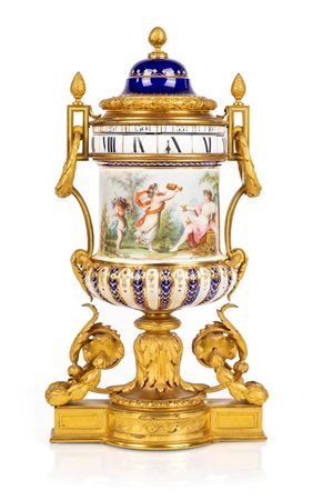 Orologio rotante d'epoca Direttorio in bronzo dorato e porcellana di Sèvres,...