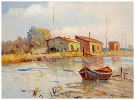 GINO CENTONI Livorno 1891 – Livorno 1960 Senza titolo Olio su tavola 30 x 40....