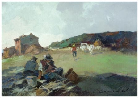 CARLO DOMENICI Livorno 1898 – Valdana di Portoferraio 1981 Maremma Olio su...