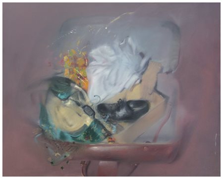 MARIO MADIAI Livorno 1944 La valigia di Silvano 1981 Olio su tela 80 x 100....