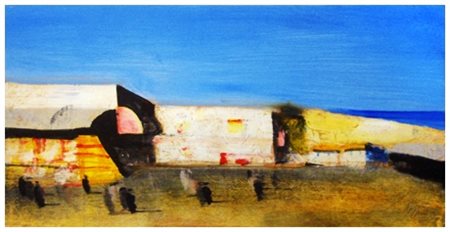 SALVATORE MAGAZZINI Pistoia 1955 Sharm el Skeich Olio su tavola 25 x 50....