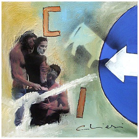 GIORGIO CHIESI Felina 1941 3° volume 1960 ca. Olio, sabbia, collage e t.m. su...