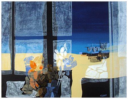 GIANCARLO ISOLA Livorno 1927 Senza titolo Olio su tela 60 x 40. Firma in b. a d.