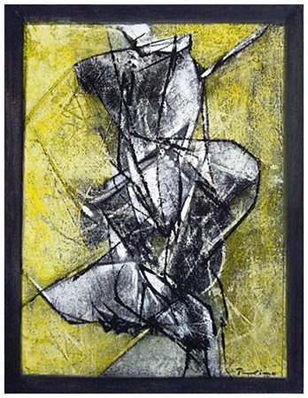 SALVATORE PROVINO Bagheria 1943 Arriva l’angelo 2006 Olio su cartone telato...