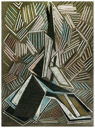 ALDO MONDINO Torino 1938 – Torino 2005 Tour Eiffel Tecnica mista e pastelli...