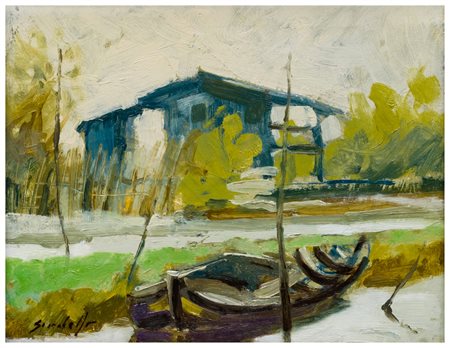 Vittorio Scarabello (1918 - 1996)
Barca di pescatori