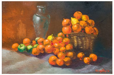 Nino Melloni (1930)
Natura morta con vaso, cesto e frutta, 1976